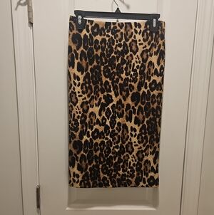 H&M Leopard-Print Pencil Skirt in Black and Brown